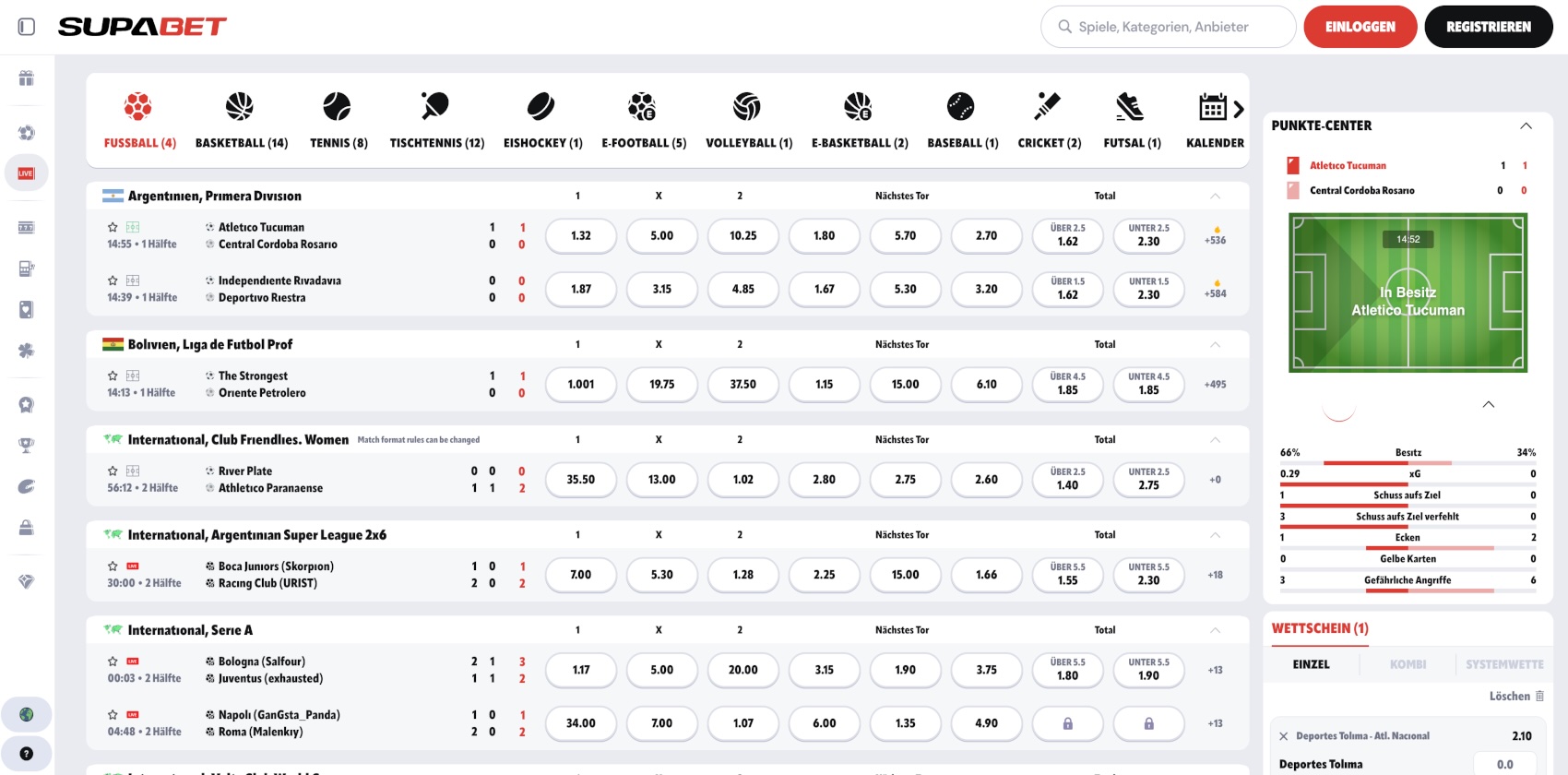 Supabet Live-Wetten